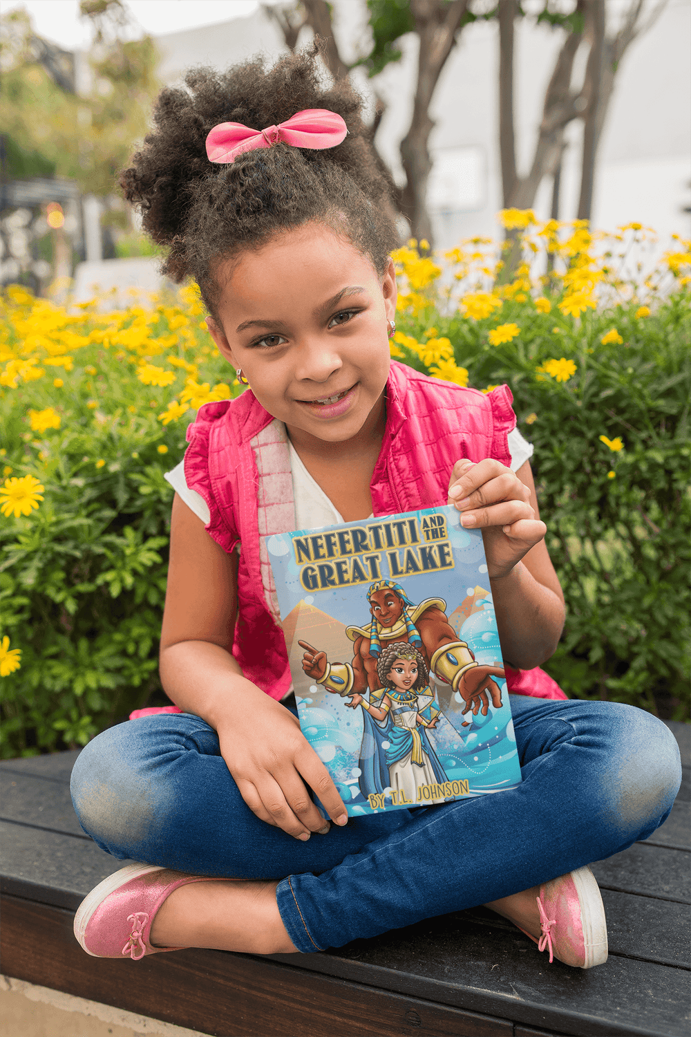Young gilr holding Nefertiti & The Great Lake (from  the Mini Monarchs series).