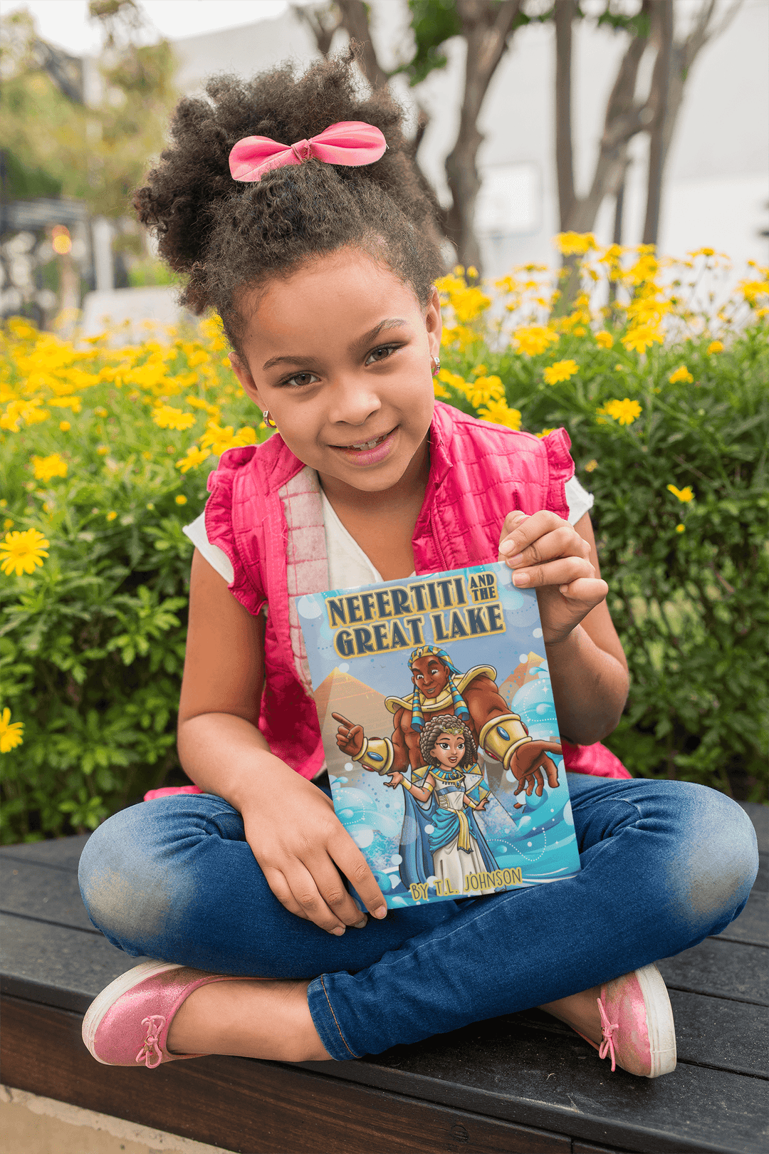 Young gilr holding Nefertiti & The Great Lake (from  the Mini Monarchs series).