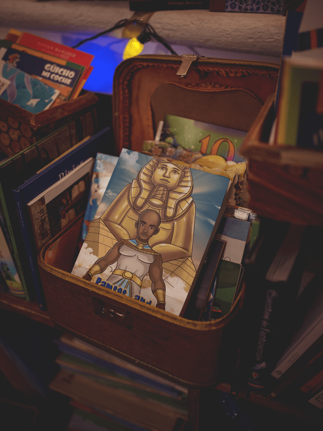 Ramses & The Great Wonder. inside of a chest that contains several books. 
