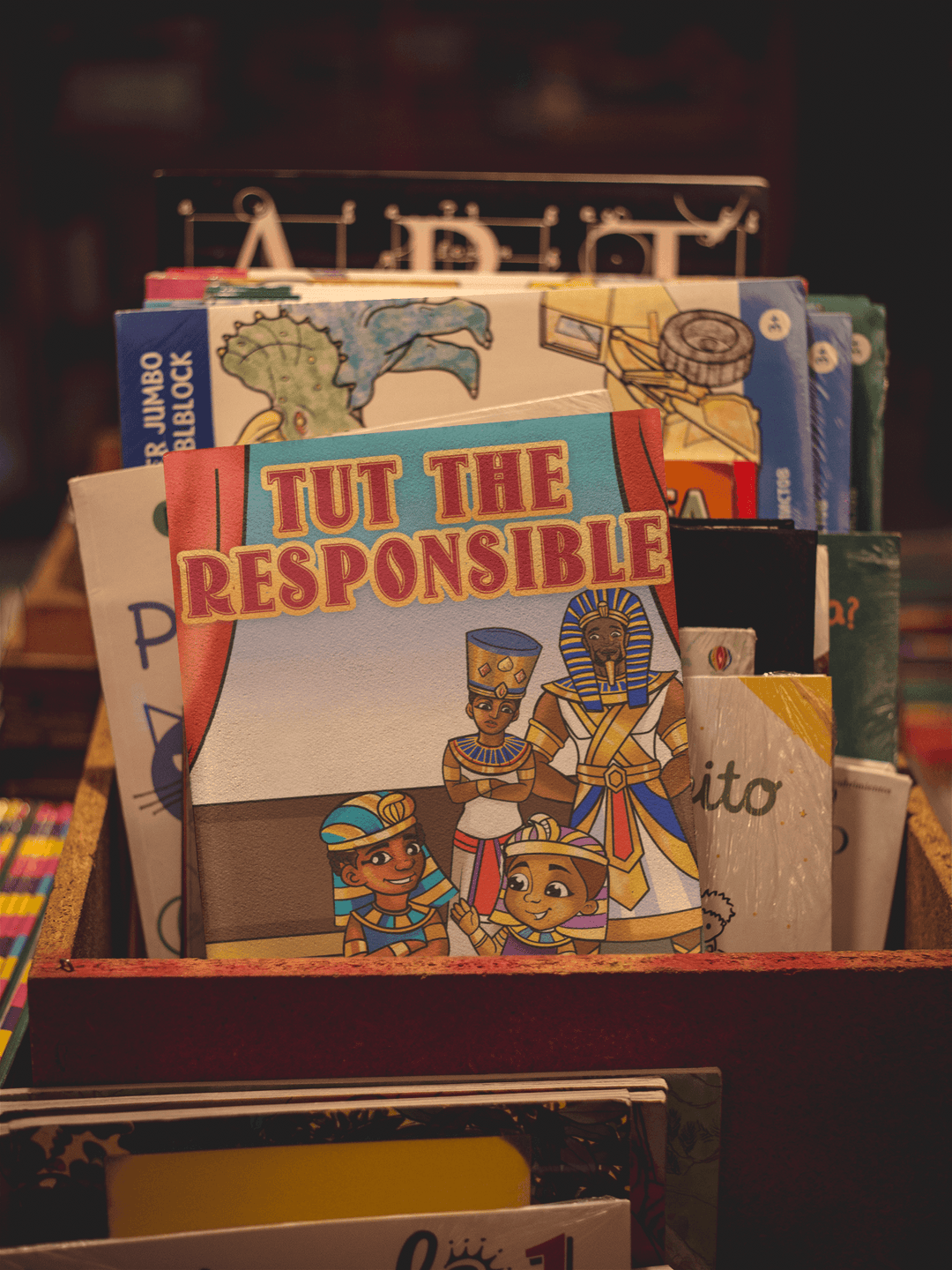 Tut the Responsible higlighted in a book basket