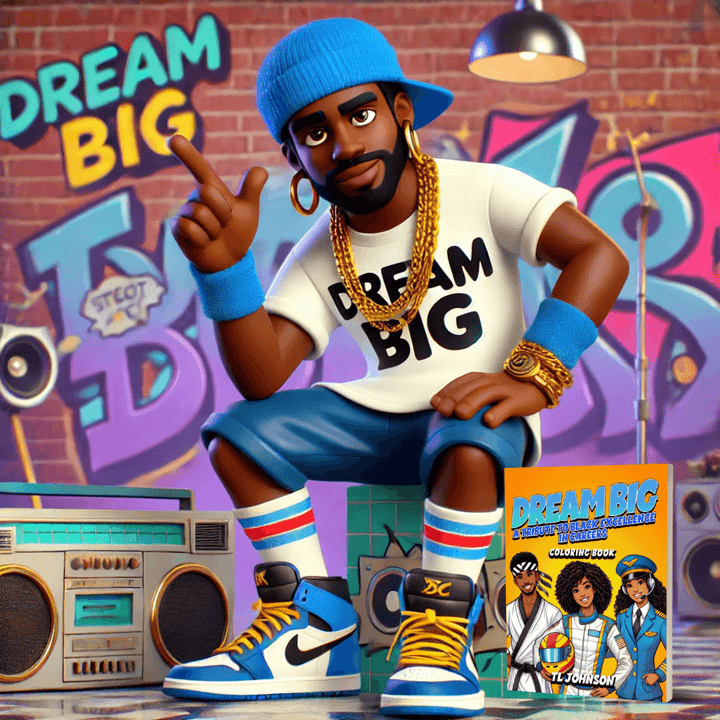 Uplifting Black children through art — Dream Big Coloring Book cover featuring diverse career role models for kids through coloring book pages