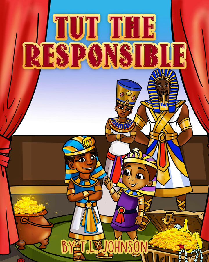 Tut the Responsible front cover image features Prince Tut. His little brother, and their parents