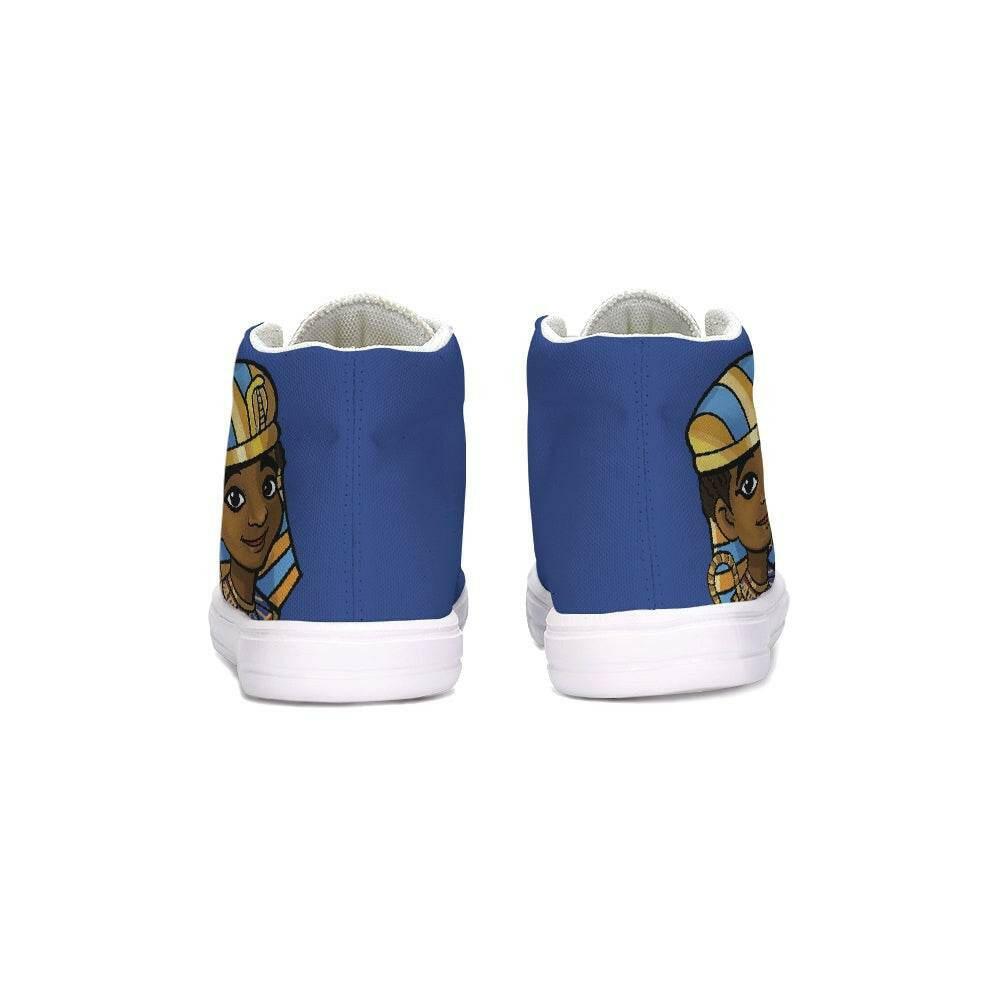 Back View of Blue Tut sneakers inspired by TL Johnson’s Tut the Responsible; black heritage footwear for young leaders and families.